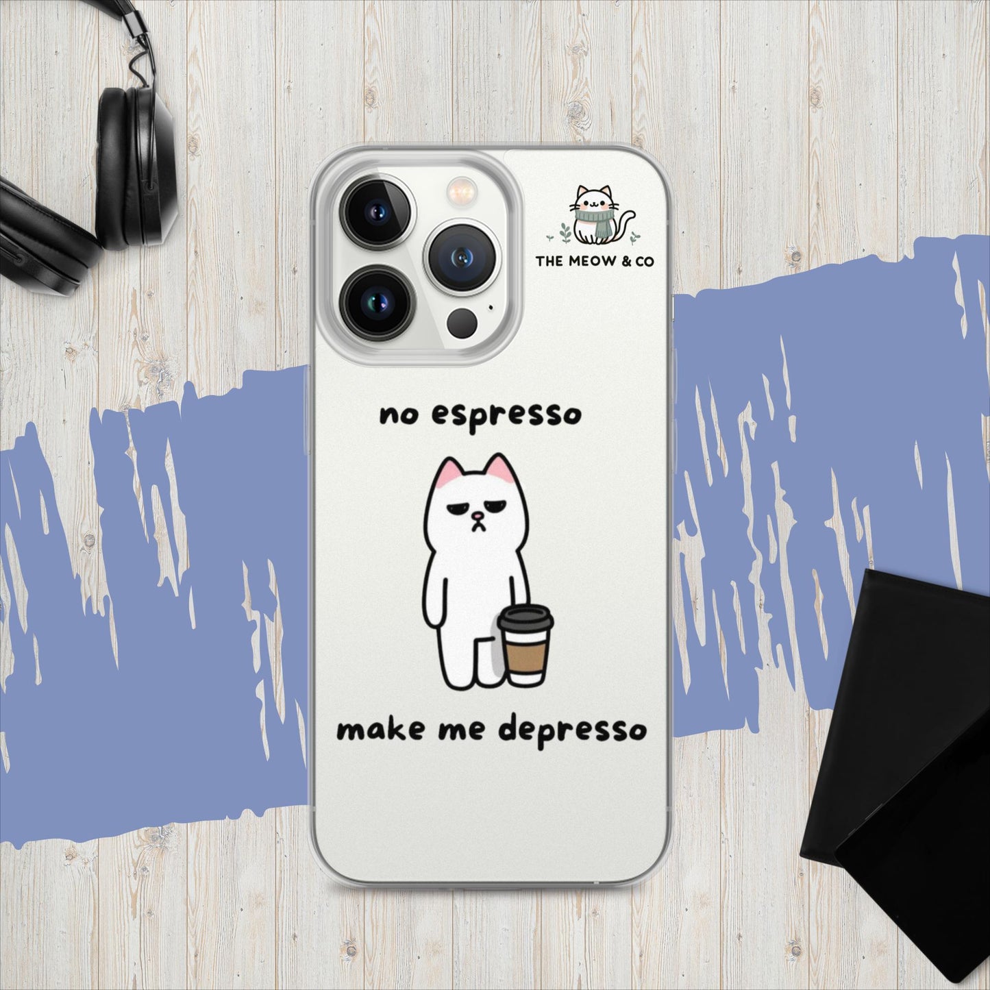 The Meow iPhone® Case: Espresso Clear Purr-tection