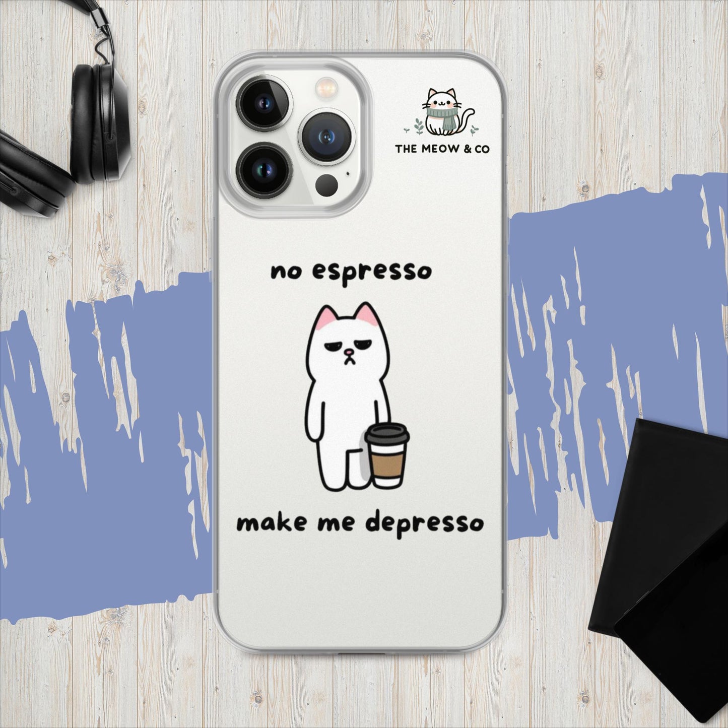 The Meow iPhone® Case: Espresso Clear Purr-tection